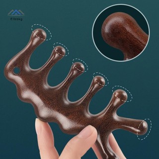 ELBBKG Năm Răng Gỗ Đàn Hương Massage Lược Mặt Mũi Mắt Vai Cổ Cạo Râu Chống Tĩnh Điện Chống Rụng Tóc Kinh Tuyến Massage Mới