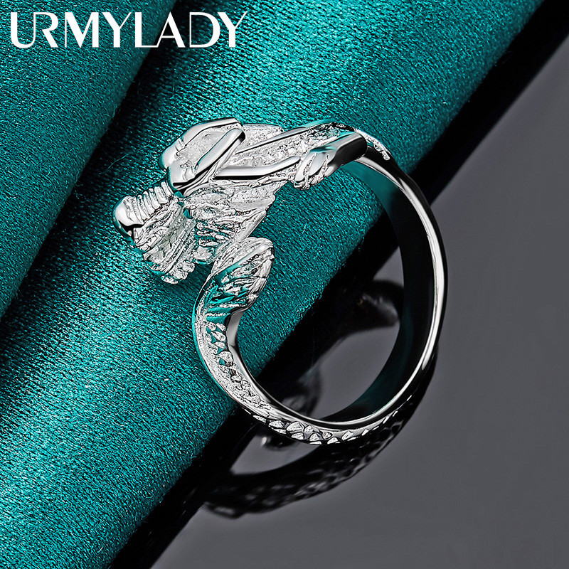 URMYLADY Bạc 925 Rồng Có Thể Điều Chỉnh Nhẫn Nam Tiệc Cưới Thời Trang Quyến Rũ Trang Sức
