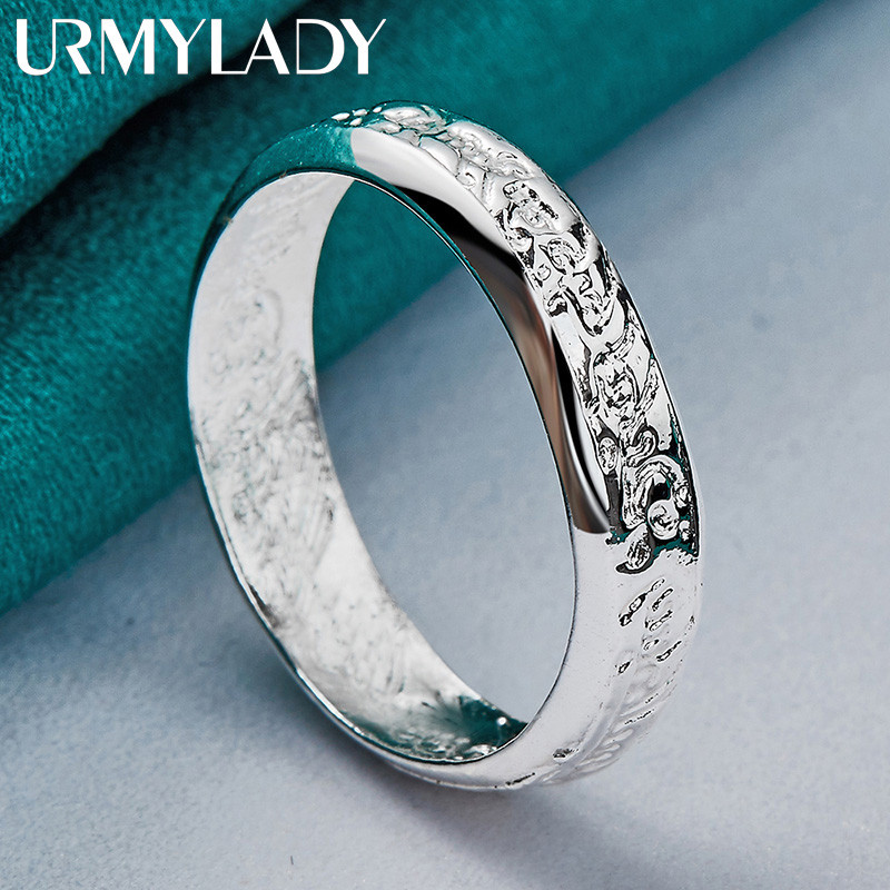 URMYLADY Bạc 925 Văn Bản Khắc 7-10 # Nhẫn Nữ Tiệc Cưới Thời Trang Quyến Rũ Trang Sức