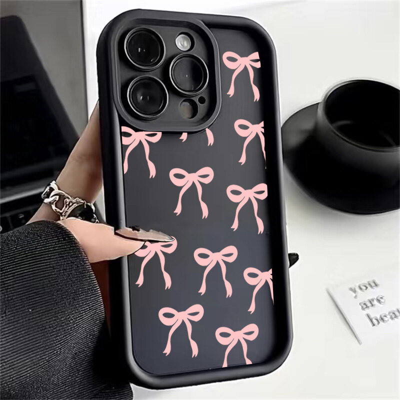 Ốp Cho Google Pixel 9 8 7 Pro 5G Pixel 7A 8A 9 Pro XL Vỏ Điện Thoại Di Động Màu Hồng Nơ Mềm Mại Dễ Thương Chống Sốc Họa Tiết Hoạt Hình Bảo Vệ Camera TPU Silicone Matte