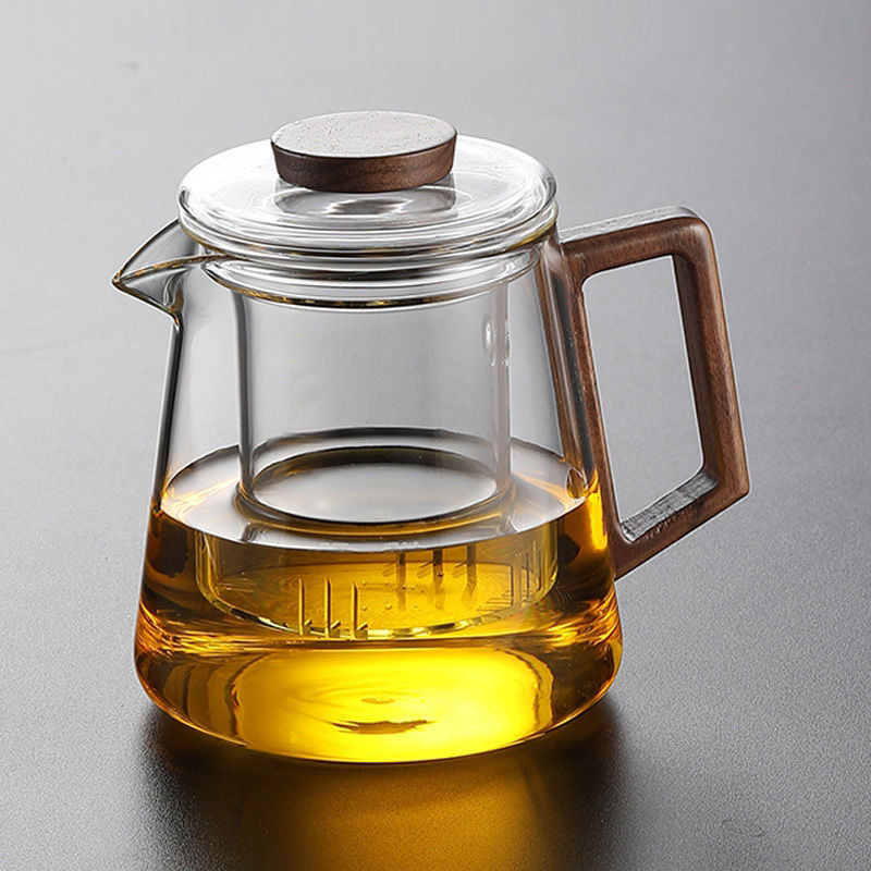 [Bán Chạy] Ấm Pha Trà Thủy Tinh Dày 650ml - An Toàn Chống Cháy Nổ, Thiết Kế Tách Nước Trà Riêng Biệt | Bộ Ấm Kung Fu Sưởi Ấm Đa Năng | Phù Hợp Mọi Loại Bếp