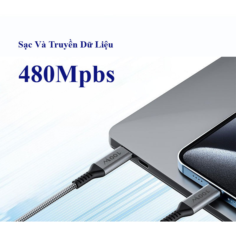 Dây Cáp Sạc Nhanh 2 TRONG 1 - Gồm 2 cổng type C - Hỗ trợ 100W PD - 1.2 mét - Bảo hành 6 tháng - Hanashop