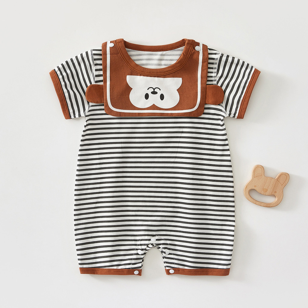 YT2 Áo liền quần cho bé mùa hè tay ngắn thoáng khí phong cách mỏng 3-6 tháng bò phù hợp với trang phục mùa hè TY2