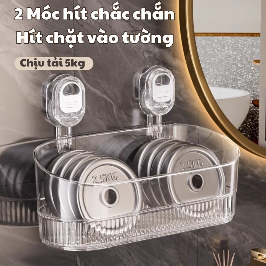 Kệ Để Đồ Nhà Tắm Cốc Hút Dán Tường, Giá Treo Nhà Bếp Chắc Chắn Kèm Lỗ Thoát Nước Thông Minh