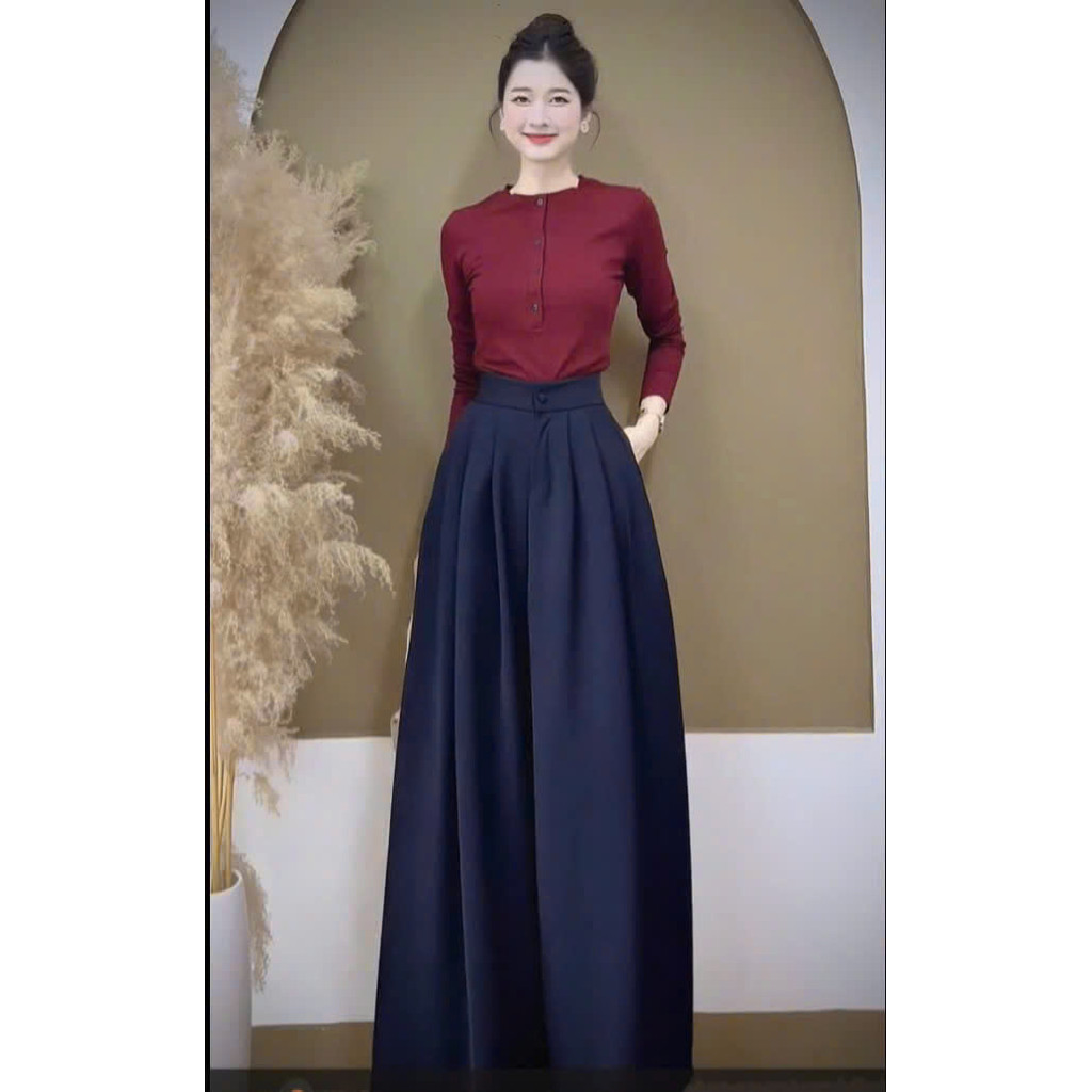 Quần Tây Dáng Váy Ống Rộng, Quần Suông Gen Eo Bigsize Nữ, Chất Ruby Trượt Cao Cấp Mát, Mềm, Đứng Form