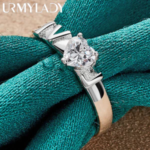 URMYLADY Bạc 925 Tình Yêu AAAAA Zircon 7-10 # Nhẫn Nữ Thời Trang Cưới Quyến Rũ Trang Sức