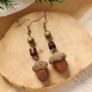 Retro Handmade Thực Vật Bông Tai Trái Cây Văn Học Phong Cách Dân Tộc Truyền Thống Trung Quốc Y Học Trái Cây Khô Niche Sáng Tạo