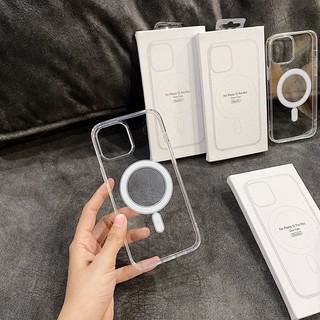 Ốp iphone 16 11 14 15 pro max x xr xs xsmax 7 8 plus 12 13 promax từ tính hỗ trợ sạc không dây, lưng trong suốt chống ố