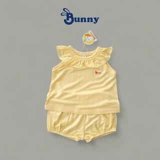 Bộ hè bé gái Bunny cổ bèo chất thun lạnh mềm mát thoáng khí size 4-15kg