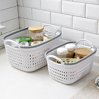 Rổ nhựa đan mây, giỏ nhựa đan mấy nhựa Việt Nhật gọn nhẹ có quai xách