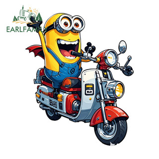 EARLFAMILY Minions Đi Xe Máy Dễ Thương Miếng Dán Xe Máy Chống Thấm Nước Hành Lý Xe Tay Ga Vinyl Đề Can Tắc Xước Cửa Xe Bảo Vệ
