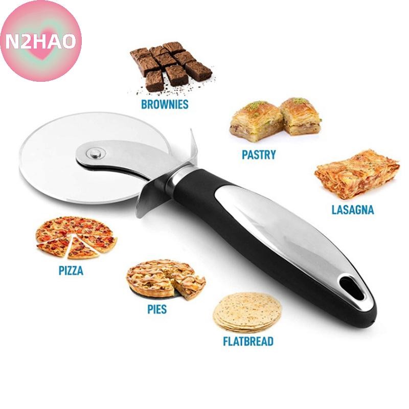 Bánh xe cắt bánh pizza N2HAO bằng thép không gỉ, dễ cắt và làm sạch cho pizza, bánh, vỏ bánh
