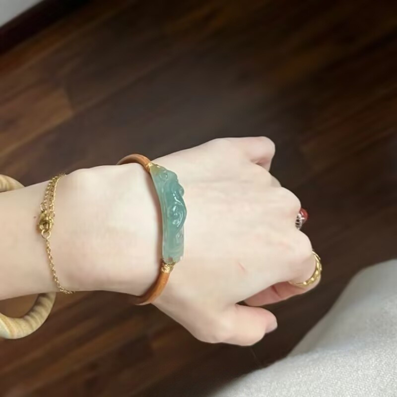 Dây da khắc đám mây ngọc nhân tạo có vòng tay đôi