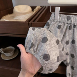 Mùa Hè Phong Cách Mới Nguyên Chất Cotton Cô Gái Chấm Bi Áo Phù Hợp Với Bé Gái Thời Trang Không Tay Quần Hai Mảnh Phù Hợp Với
