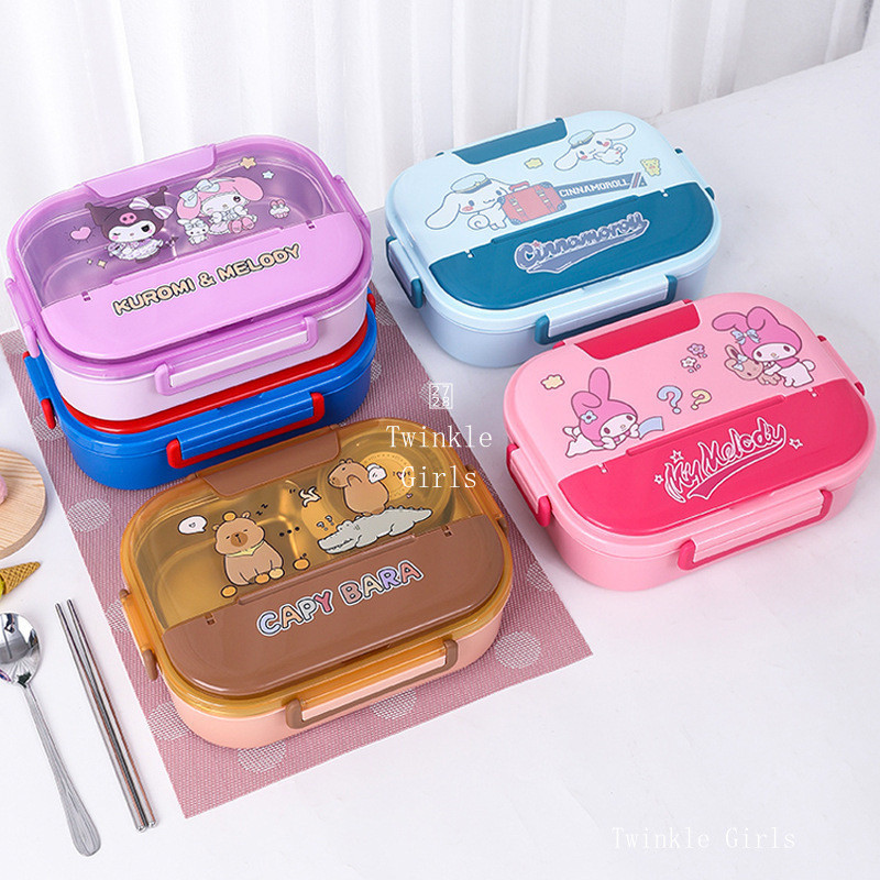 [Tặng Bộ đồ ăn và bát canh] Hộp cơm Inox 304 Kuromi Cinnamoroll kèm bát ...