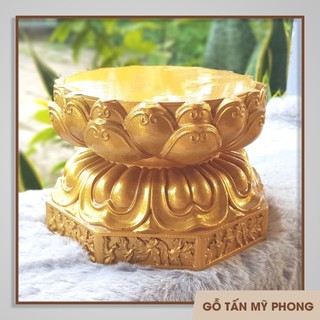 Đế đài sen để tượng Phật | Đôn gỗ hoa sen | Đế Sen Tháp tỏi bằng gỗ tự nhiên nguyên khối