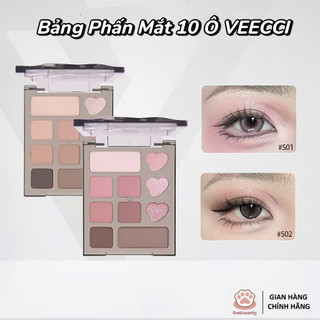 [VEECCI] Bảng Phấn Mắt Vecci 10 ô Mini Bảng Phấn Mắt Hồng Nhũ Lâu Dài Trang Năng Mịn Dễ Tán Cosmetic