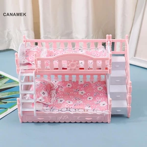 Canamek 16cm Búp Bê Bunk Giường Phụ Kiện Chăn Ga Gối Nhà Châu Âu Công Chúa Giường CSF