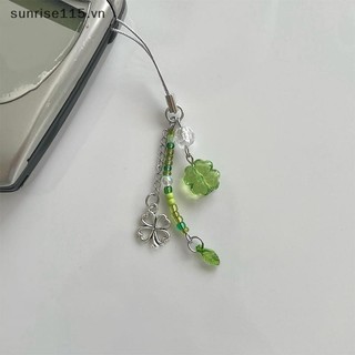 Srvn Handmade Đính Hạt Dây Xích Điện Thoại May Mắn Bốn Lá Cỏ Ba Lá Dây Xích Điện Thoại Nhiều Màu Sắc Móc Khóa CCD Mặt Dây Chuyền Điện Thoại Di Động Phụ Kiện Trang Trí.