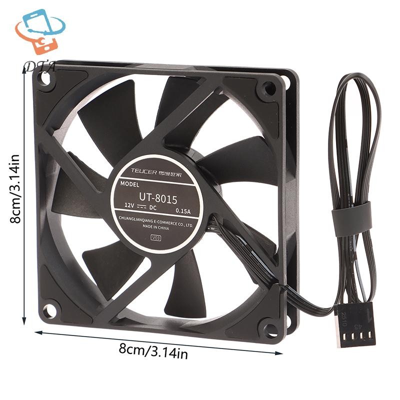 [DTA] Quạt khung gầm Teucer UT-8015 8CM Mỏng 15mm Độ mỏng 12V / 4Pin Vòng bi chất lỏng PWM 1200-3000rpm Vỏ PC Máy thông gió làm mát VN