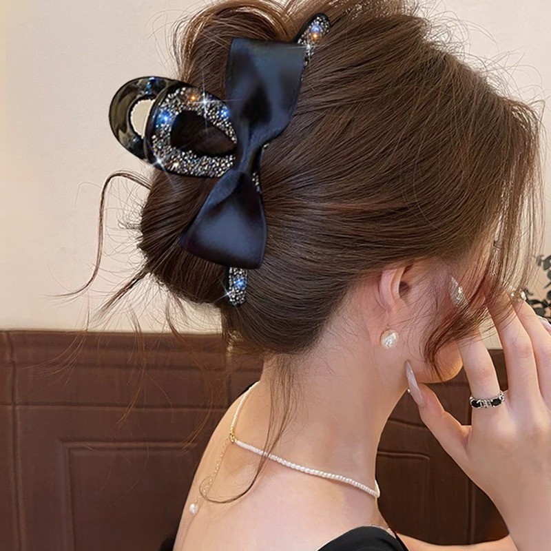 Kẹp Tóc Nơ Đen Thời Trang Cua Móng Vuốt Tóc