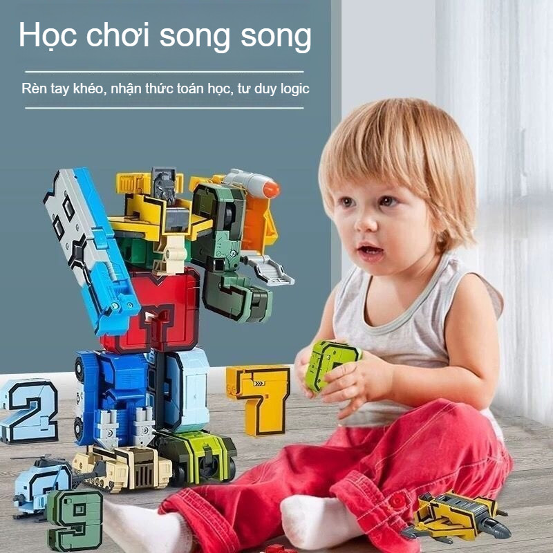 Đồ chơi Robot số biến hình,đồ chơi lắp ráp lắp ghép robot sáng tạo nhiều hình cho bé