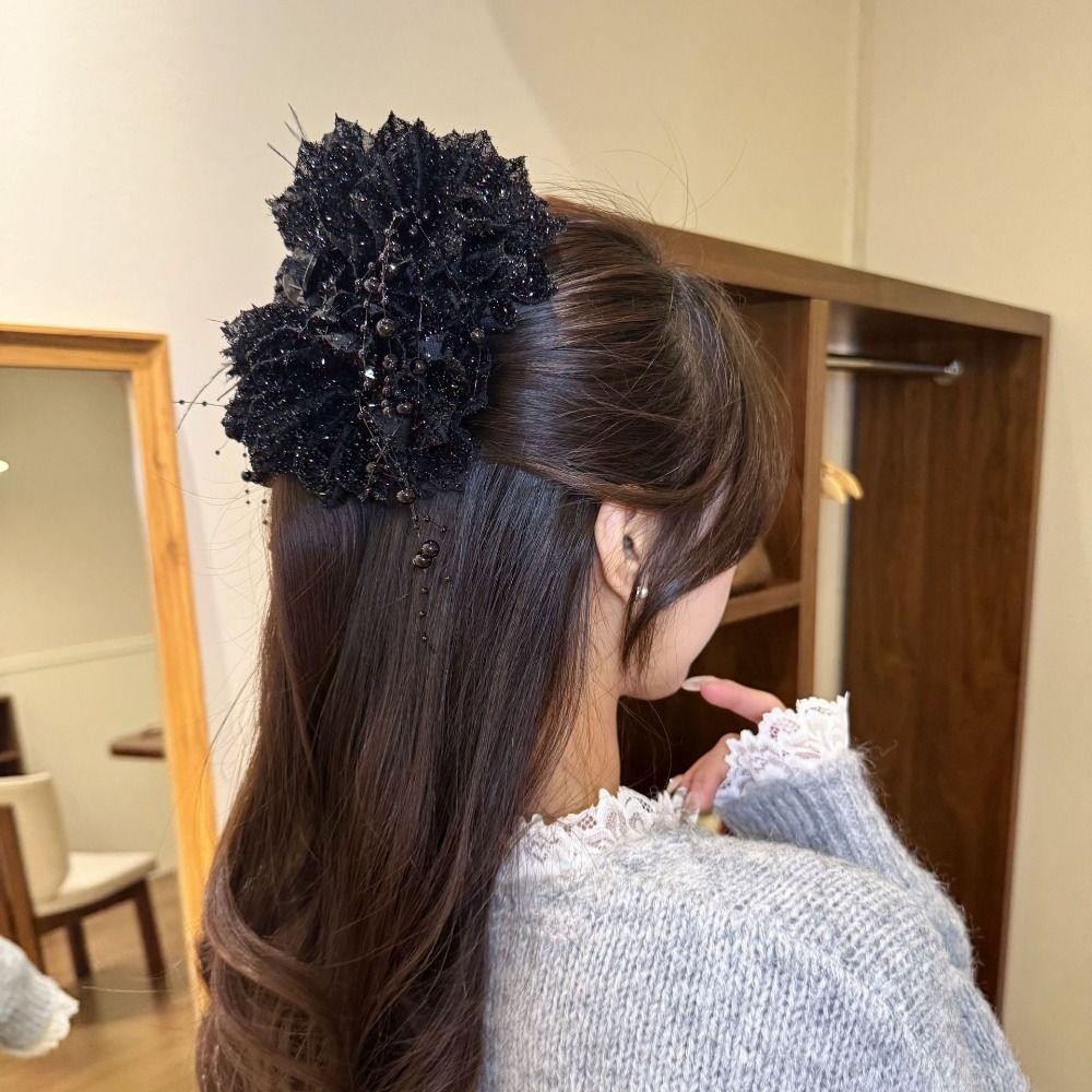 Nắm kẹp tóc nữ hoa mẫu đơn sequin thanh lịch