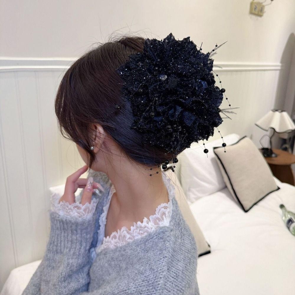 Nắm kẹp tóc nữ hoa mẫu đơn sequin thanh lịch
