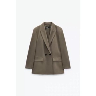 Áo blazer Zara made in Morocco full tag made Morocco oversize hai hàng khuy đơn