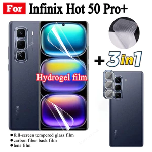 Infinix Hot 50 Pro Plus Full Trong Suốt Hydrogel Mềm Phim Bảo Vệ Màn Hình Cho Infinix Hot 50 Pro + Mặt Trước Flim + Mặt Sau Flim + Ống Kính Máy Ảnh Flim