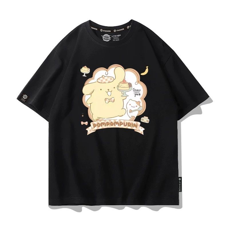 2025 Pompompurin Graphic Tee Nữ Phong Cách Nhật Bản Loose Fit Mùa Hè Áo Thường Ngày