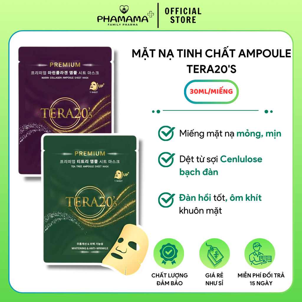 Ảnh Mặt nạ vàng cao cấp Tera20's với tinh chất Ampoule làm sáng da, cấp ẩm, mờ sạm nám (30ml) 2