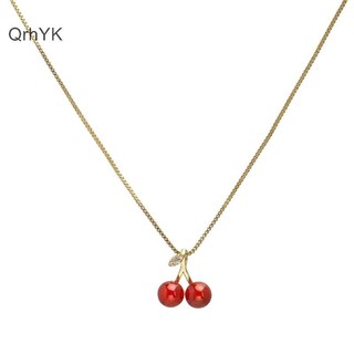 Nhà Máy Thời Trang Châu Âu Và Mỹ Thời Trang Đỏ Anh Đào Mặt Dây Chuyền Vòng Cổ Ánh Sáng Sang Trọng Cá Tính Nữ Xương Đòn Dây Chuyền Trang Sức Quà Tặng QrhYK