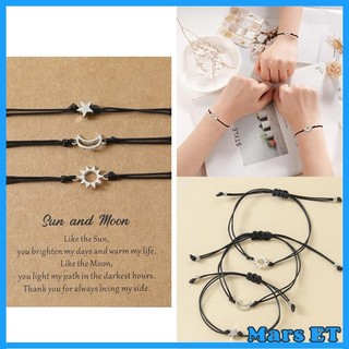 Marset 3 Chiếc Cho Mặt Trăng Mặt Trời Và Ngôi Sao Người Bạn Thân Thẻ Vòng Tay Phù Hợp Với Tình Bạn Hứa Khoảng Cách Vòng Tay Đi Một
