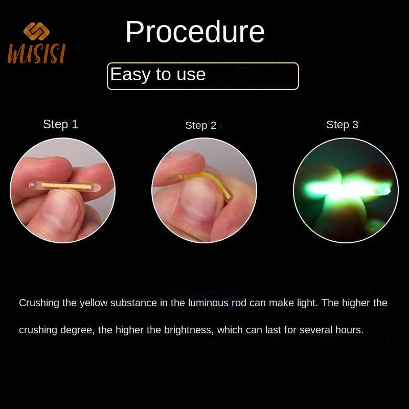 [WUSISI] 50 Cái / lốc 2.2-4.5 Mm Ánh Sáng Ban Đêm Phao Câu Cá Đèn Bóng Phát Sáng Dính Phụ Kiện Câu Cá Huỳnh Quang Lightstick MỚI