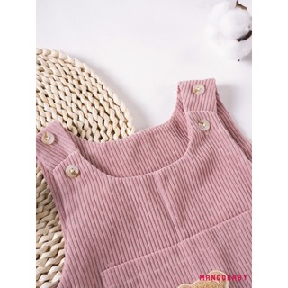 MG-Baby Boy Girl Corduroy Áo liền quần không tay thêu gấu có túi phía trước Quần áo mùa thu dễ thương