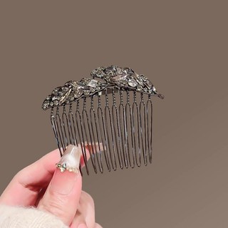 MAUROPOLI [Sẵn Sàng] Lược Tóc Lá Kim Cương Giả Đen Cao Cấp Nữ Phong Cách Mới Niche Đầu Sau Tóc Dụng Cụ Tiện Dụng Lắp Lược Kẹp Tóc Tinh Tế