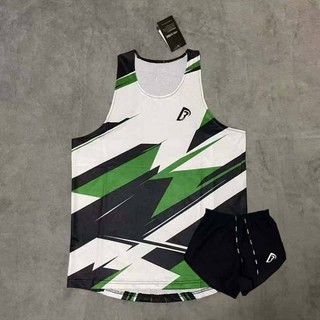 PB Track and Field Suit Vest Training Marathon Running Exercise Sleeveless Shorts Two-Piece Set Quick-Drying Breathable Racing Suit wTKt