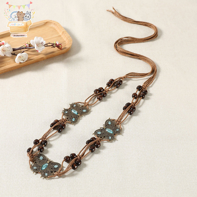 [JJNZDD] Phong Cách Bohemian Dệt Nước Phong Cách Dân Tộc Hạt Nữ Thắt Lưng Kỳ Nghỉ Phong Cách Dây Thắt Lưng ELWW