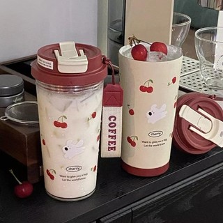 Bình Nước SOULSPACE, Cốc Nước Dung Tích Lớn 550ml, Dây Mang Chống Rò Rỉ Dễ Thương Cốc Cà Phê Uống Đôi Học Sinh