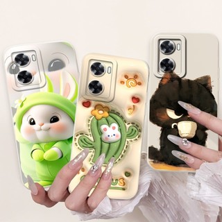 Oppo A57 4G 2022 A57e A57s A77 A77s CPH2387 Vỏ điện thoại hoạt hình gấu trúc hình thỏ dễ thương Vỏ Silicon mềm bảo vệ ống kính