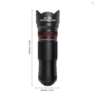 Hilivn) Ống kính Zoom 40X có chân máy Điện thoại Ống kính tele Điện thoại Kính viễn vọng Điện thoại Ống kính máy ảnh để đi bộ đường dài Cắm trại Quan sát động vật hoang dã Mặt trăng Trò chơi thể thao Buổi hòa nhạc