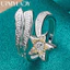 URMYLADY Bạc 925 Ngôi Sao Zircon Nhẫn Nữ Cưới Đính Hôn Quyến Rũ Trang Sức Thời Trang