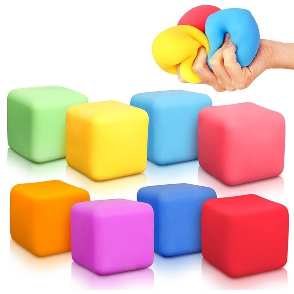 Đồ chơi kẹp đá viên SMILE, Khối đá trong suốt hình đậu phụ 5 * 5cm, Đồ chơi ép Mochi giảm căng thẳng Trẻ em
