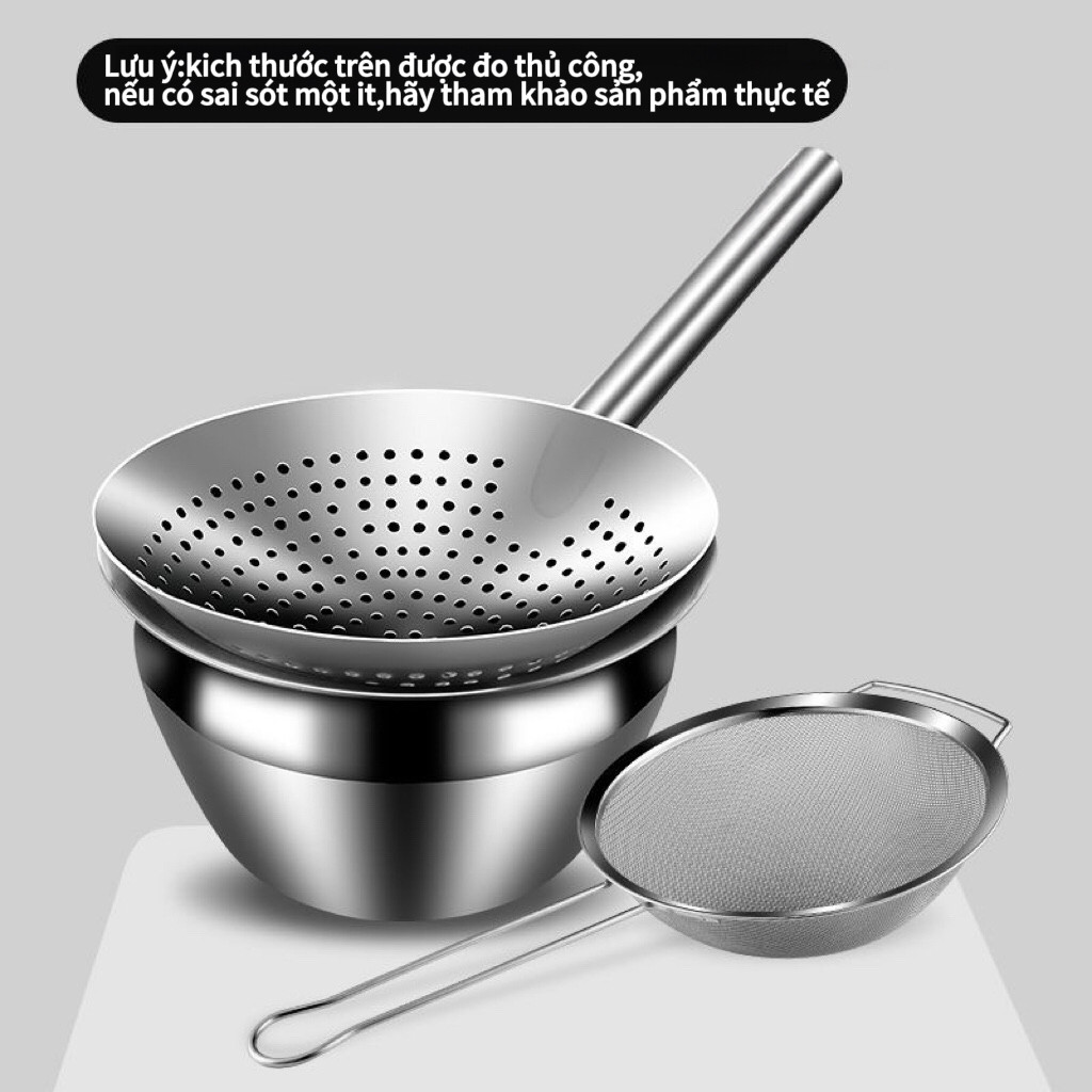 Chảo lọc Chảo vợt đồ chiên Inox Cao cấp Chubby Chef chuyên dụng rây bột lọc thức ăn đồ chiên xác trà, bã trái cây