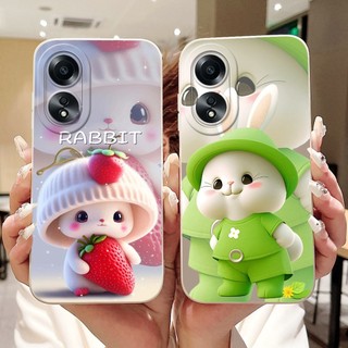 Dành Cho OPPO A58 4G CPH2577 Vỏ Hoạt Hình Mèo Thỏ Dễ Thương Mới OppoA58 4G Bảo Vệ Ống Kính Silicon Mềm Vỏ Điện Thoại