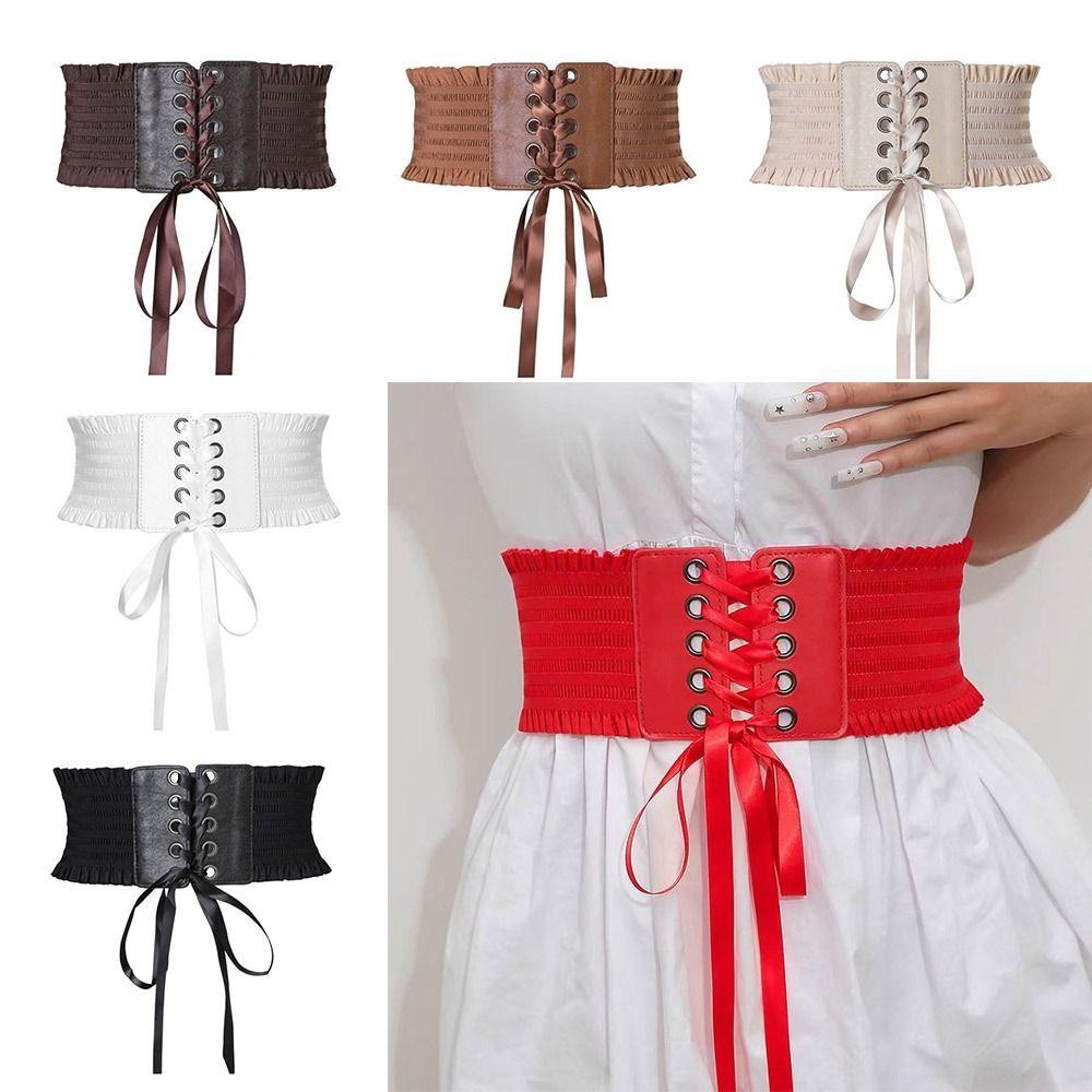 SAIA Corset Thắt Lưng Da PU Lụa Co Giãn, Cummerbunds Thời Trang Dành Cho Nữ Và Cô Dâu