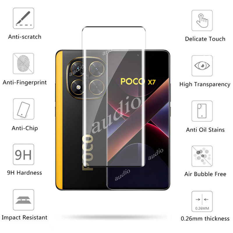 Poco x7 5G 2025 3D Màn Hình Uốn Nóng Mặt Trước Bảo Vệ Cho Xiaomi POCO x7 POCOX7 5G 2025 Kính Cường Lực Cho POCO x7 X 7 7X POCOX7 POCOX7 5G Màn Hình Chống Trầy Xước