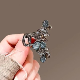 MAUROPOLI [Sẵn Sàng] Kẹp Tóc Kim Cương Giả Bướm Thủy Tinh Tính Khí Nữ Kích Thước Nhỏ Kẹp Trán Nổ Top Kẹp Lưng Đầu Nửa Tóc Cá Mập Kẹp