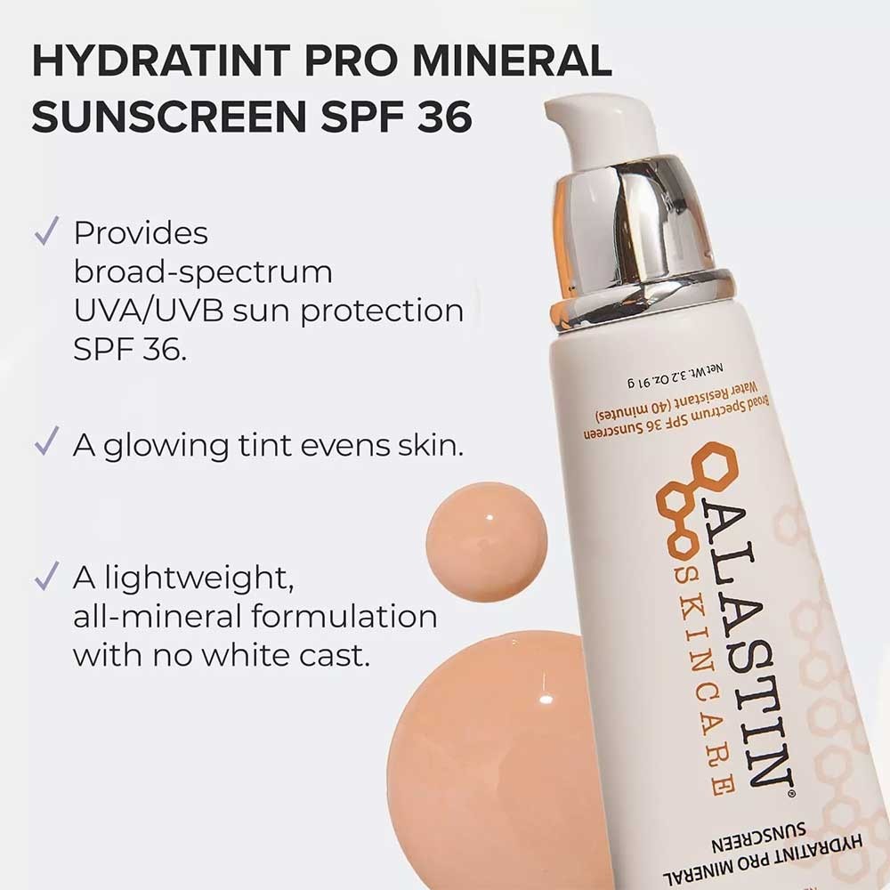 ALASTIN Skincare Hydra Tint Pro Mineral Sunscreen Tinted Daily Sunblock | Fragrance-Free, Water Resistant 91g